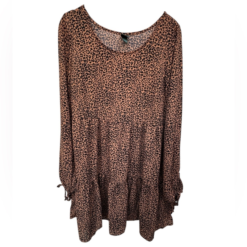 Wild Fable Leopard Print Long Sleeve Dress Medium - Picture 7 of 9